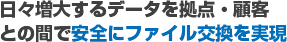 日々増大するデータを拠点・顧客との間で安全にファイル交換を実現