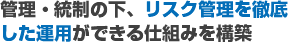 管理・統制の下、リスク管理を徹底した運用ができる仕組みを構築